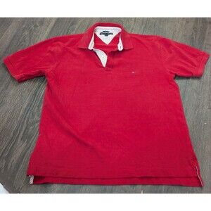 Tommy Hilfiger Polo Shirt Mens Size Large Red Casual Short Sleeve (464)